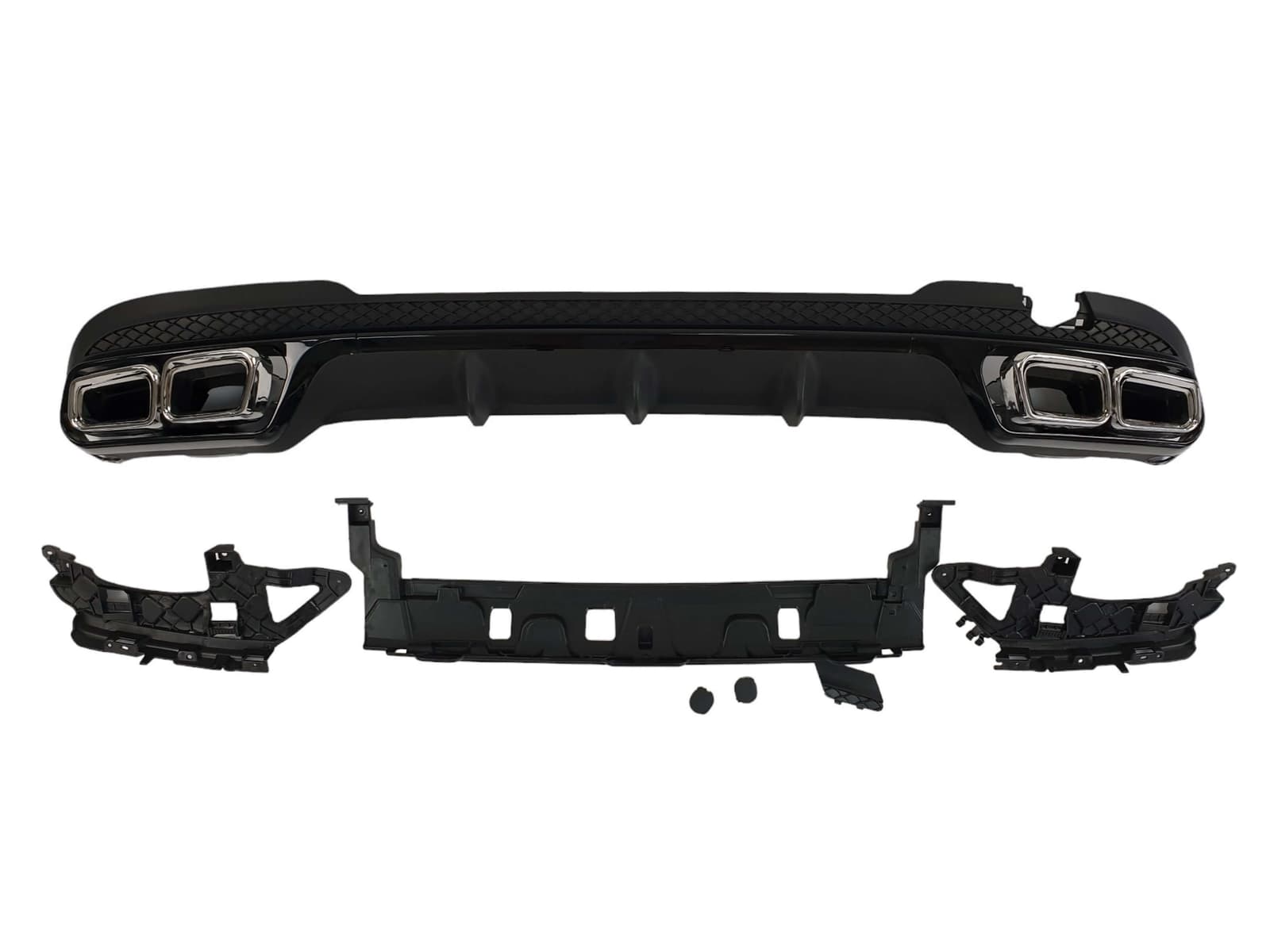 Дифузор (заднього бампера) Full Black / Chrome Pipe (стиль AMG E63) на Mercedes-Benz E-Class W212 2013-2016 року