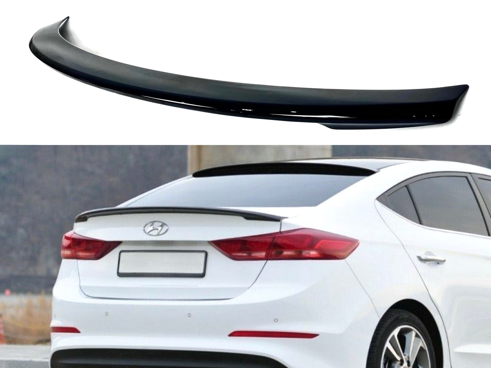 Спойлер лип багажника Hyundai Elantra AD 2016-ABS пластик, колір чорний глянець