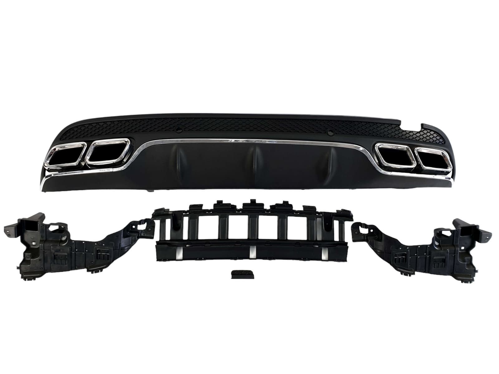 Дифузор (заднього бампера) Chrome Black / Chrome Pipe (стиль AMG C63) Sedan на Mercedes-Benz C-Class W205 2014-2018 року