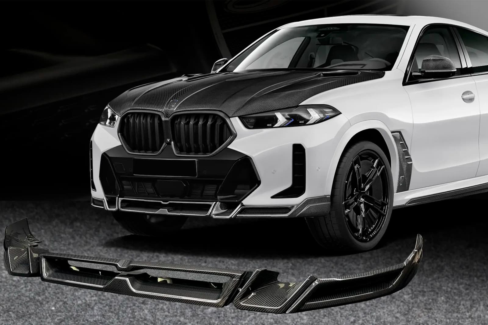 Накладка на передній бампер Lip LRT (для M-Sport 2023+, Карбон)