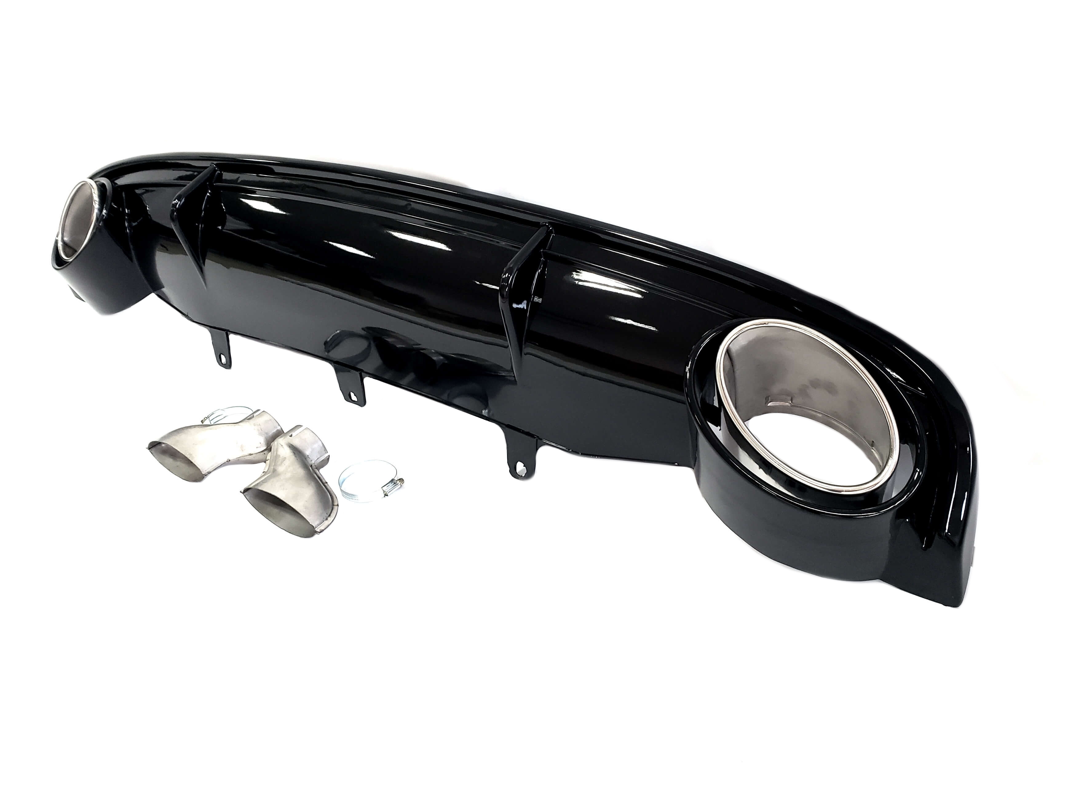 Дифузор (заднього бампера) Full Black / Chrome Pipe (в стилі RS7) на Audi A7 4G 2010-2014 року 3