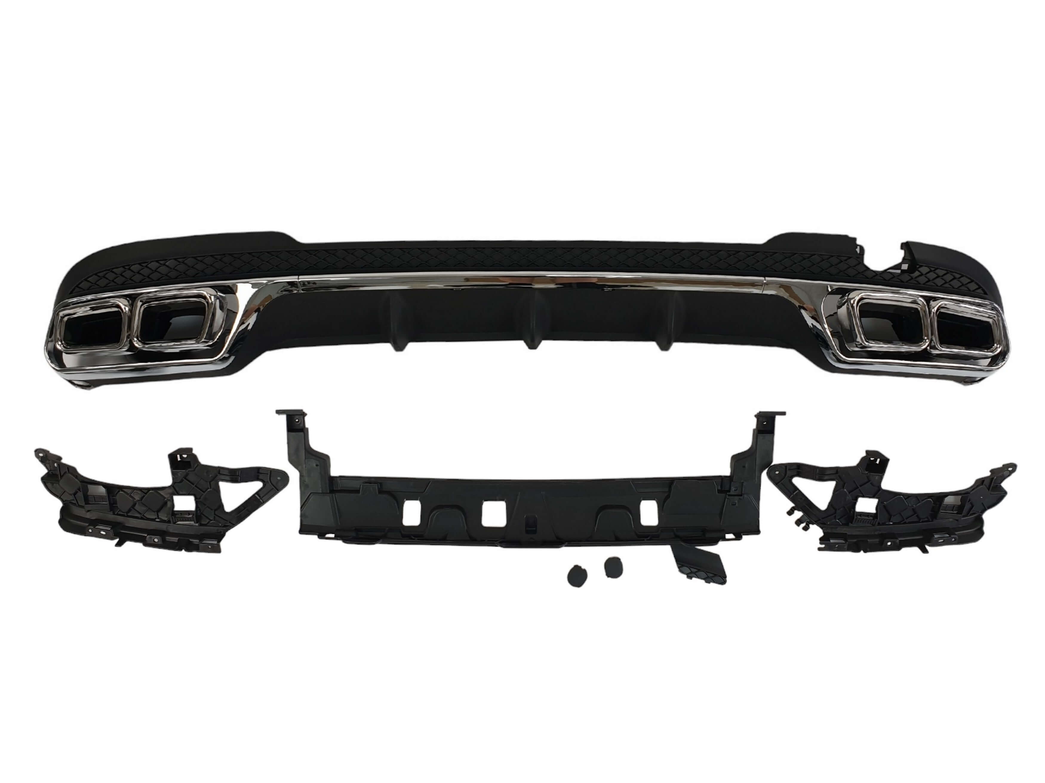 Дифузор (заднього бампера) Chrome Black / Chrome Pipe (стиль AMG E63) на Mercedes-Benz E-Class W212 2013-2016 року
