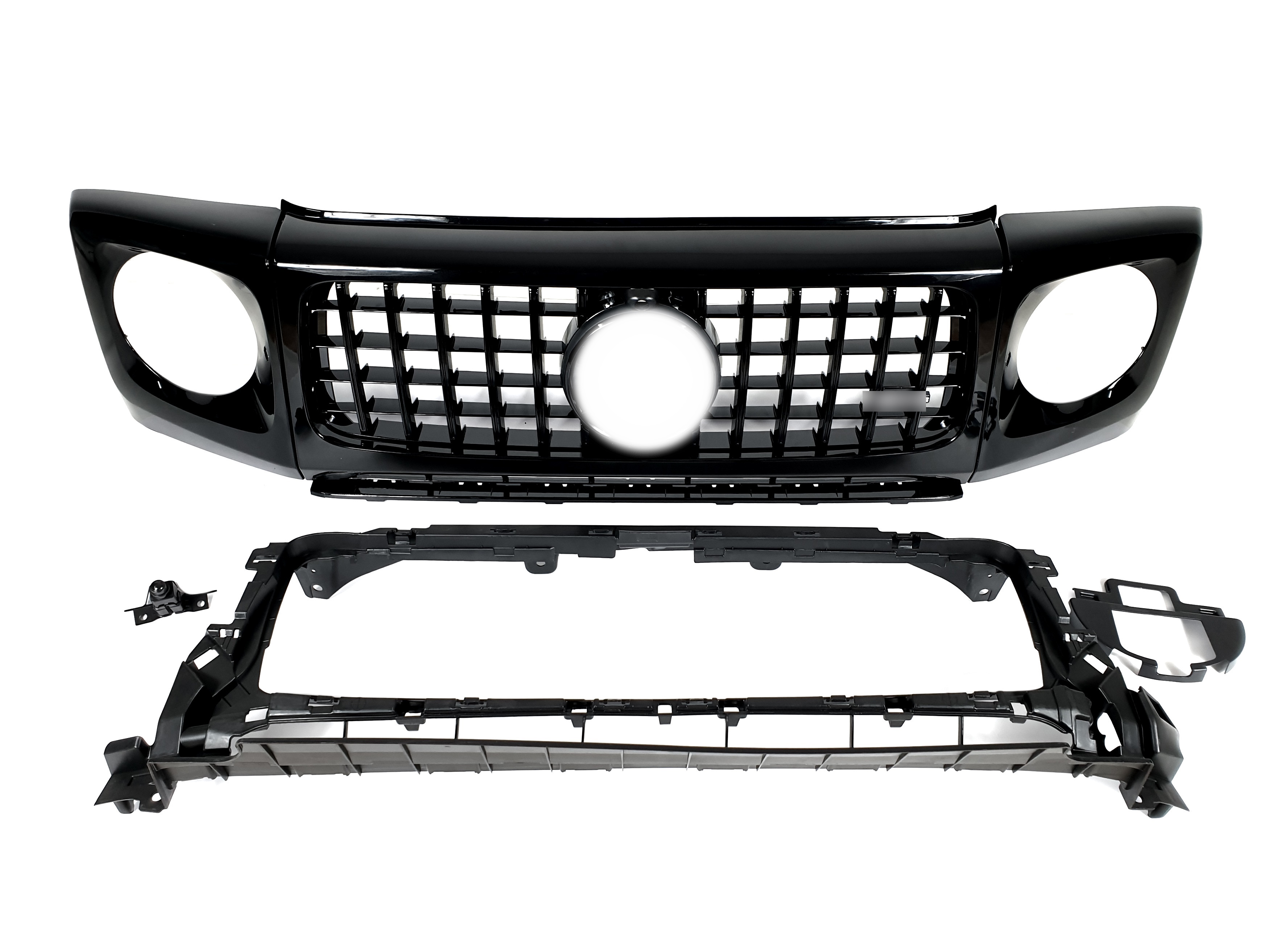Решітка радіатора Full Black + рамки на фари GT на Mercedes-Benz G-Class W463 2018-2025 року