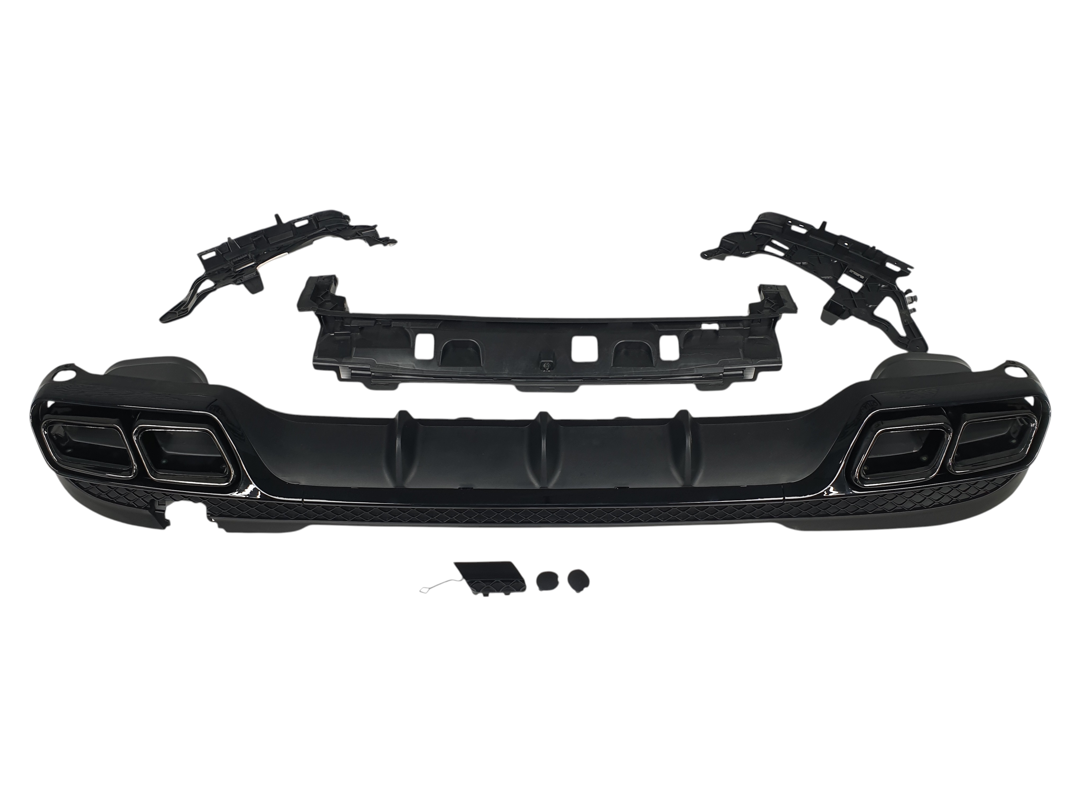 Дифузор (заднього бампера) Full Black / Black Pipe (стиль AMG E63) на Mercedes-Benz E-Class W212 2013-2016 року
