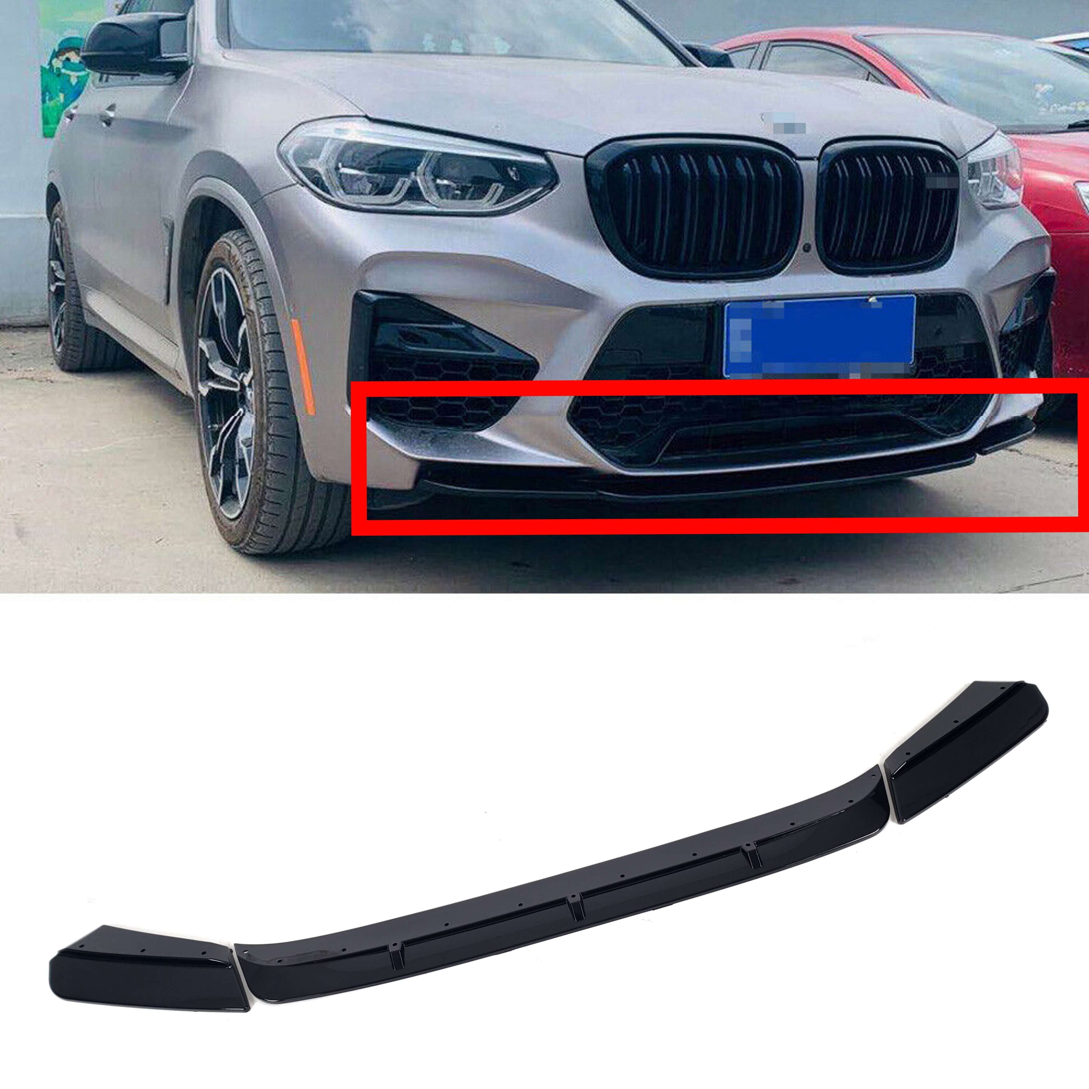 Губа (переднього бампера) Чорний глянець (Rock Style) на BMW X3 G01 2018-2022 року