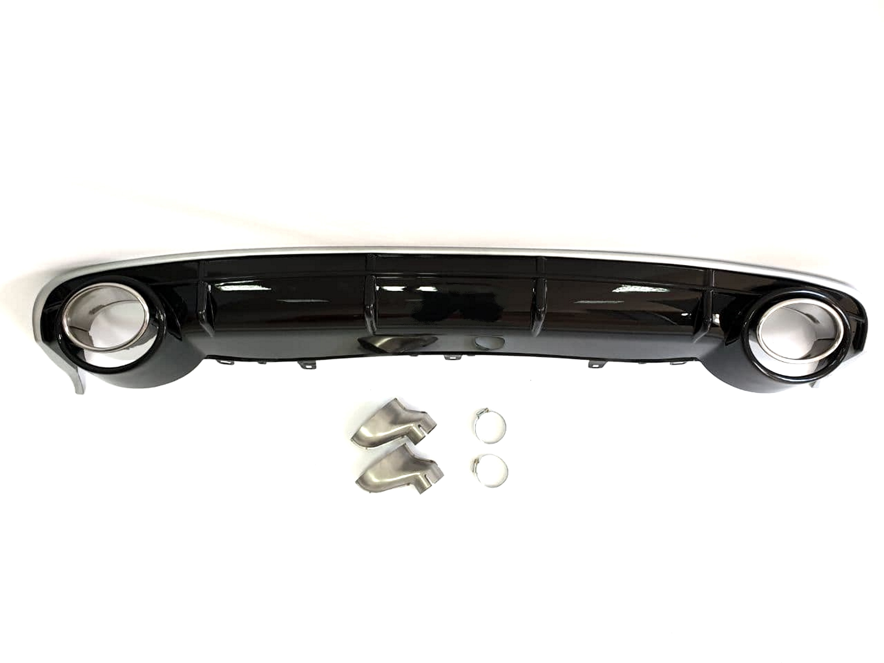Дифузор (заднього бампера) Black Silver / Chrome Pipe (в стилі RS6) на Audi A6 C7 2014-2018 року