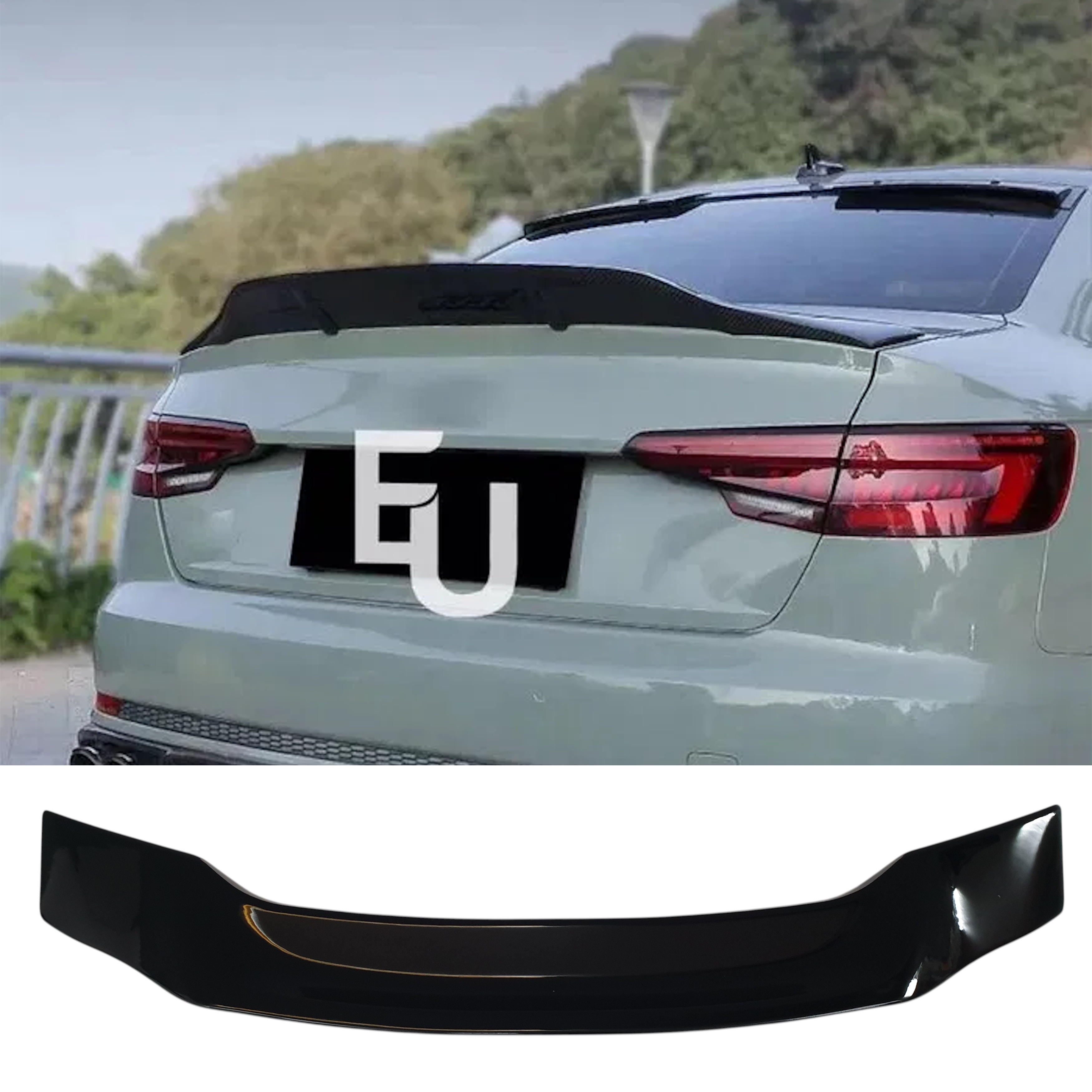 Спойлер Чорний глянець V4 на Audi A4 B9 2015-2019 року