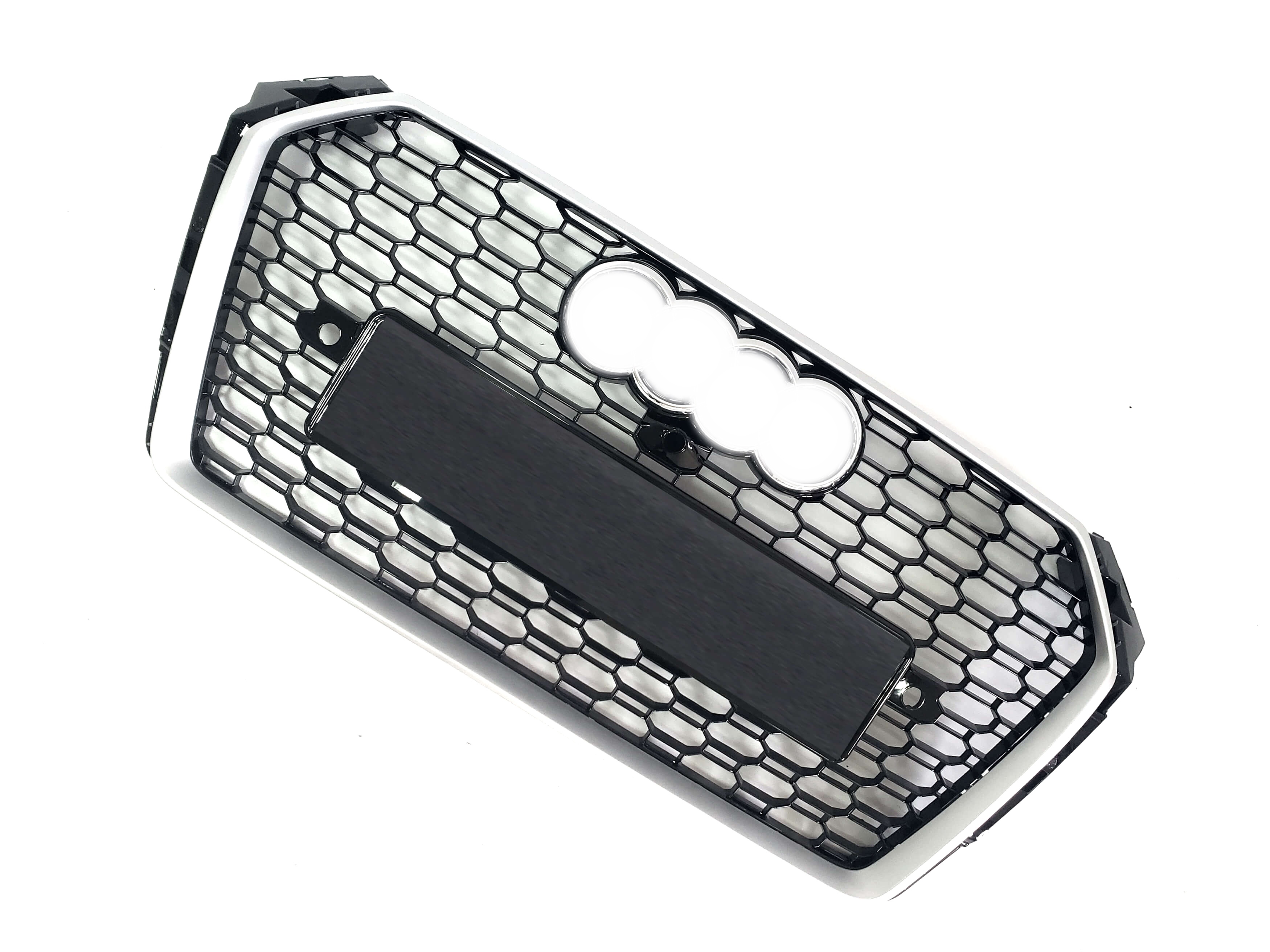 Решітка радіатора Black Silver (в стилі RS4) без Quattro на Audi A4 B9 2015-2019 року 3