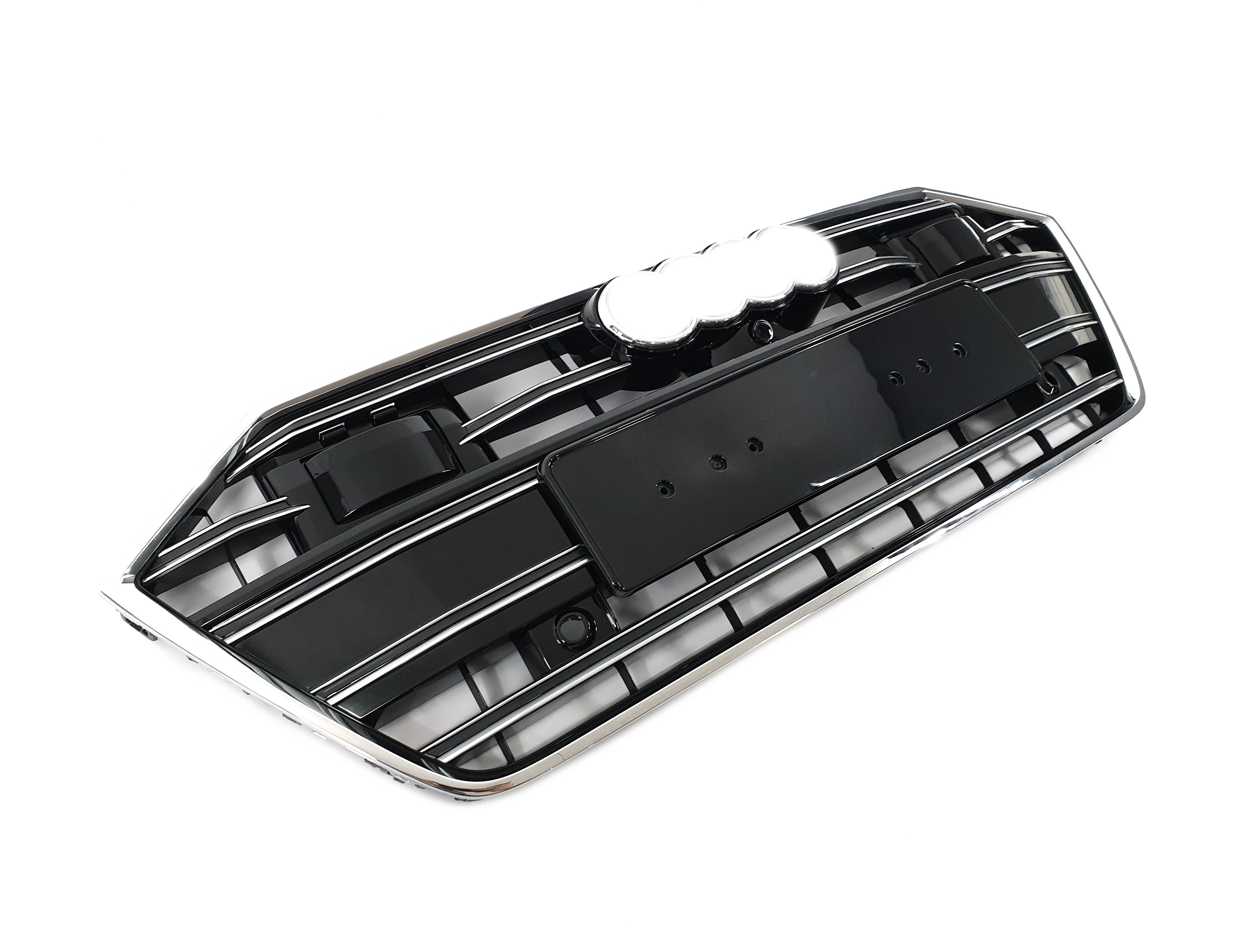 Решітка радіатора Chrome Black (в стилі S7 під камеру та радари) на Audi A7 4K 2017-2023 року 2