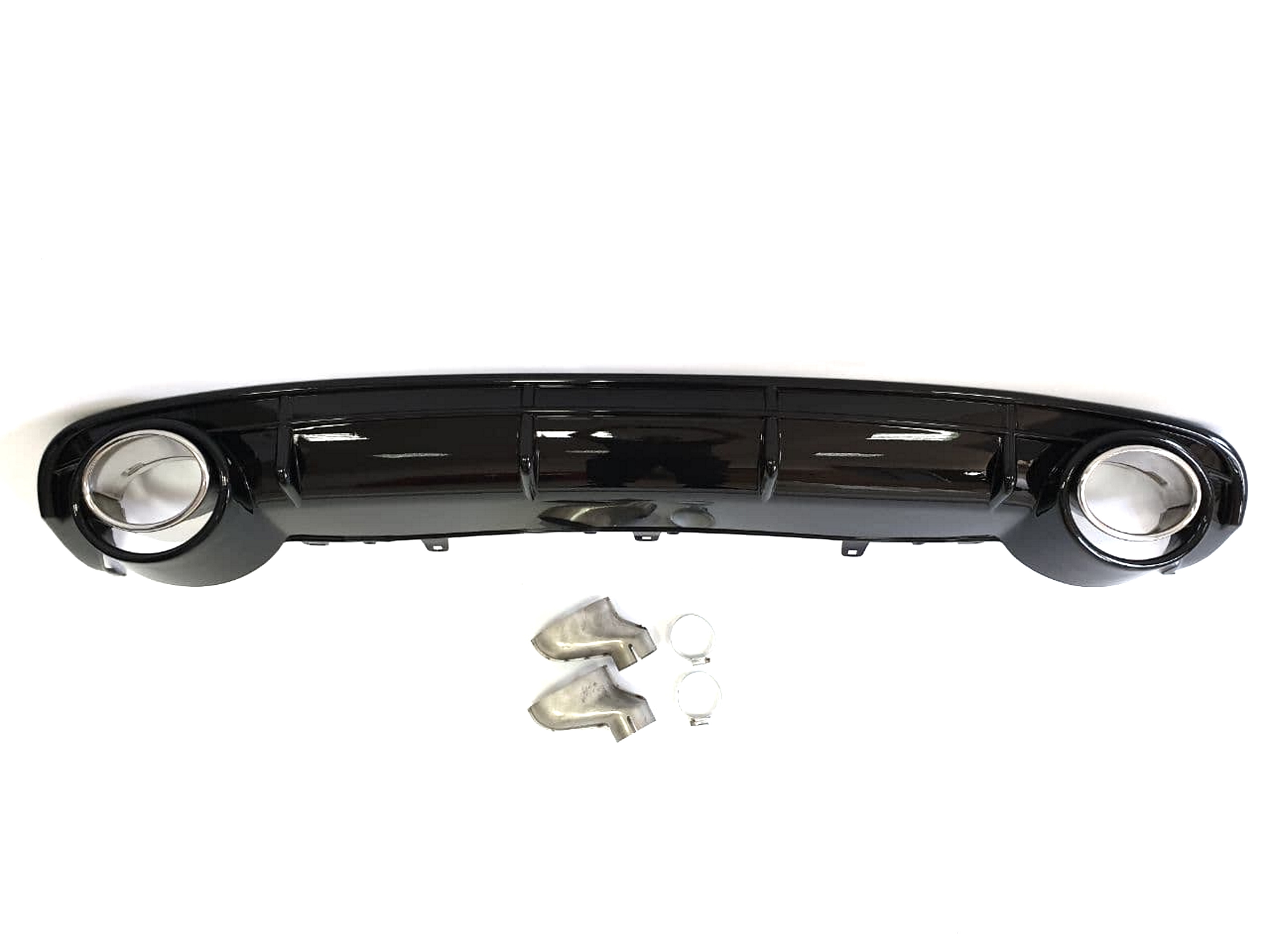 Дифузор (заднього бампера) Full Black / Chrome Pipe (в стилі RS6) на Audi A6 C7 2014-2018 року