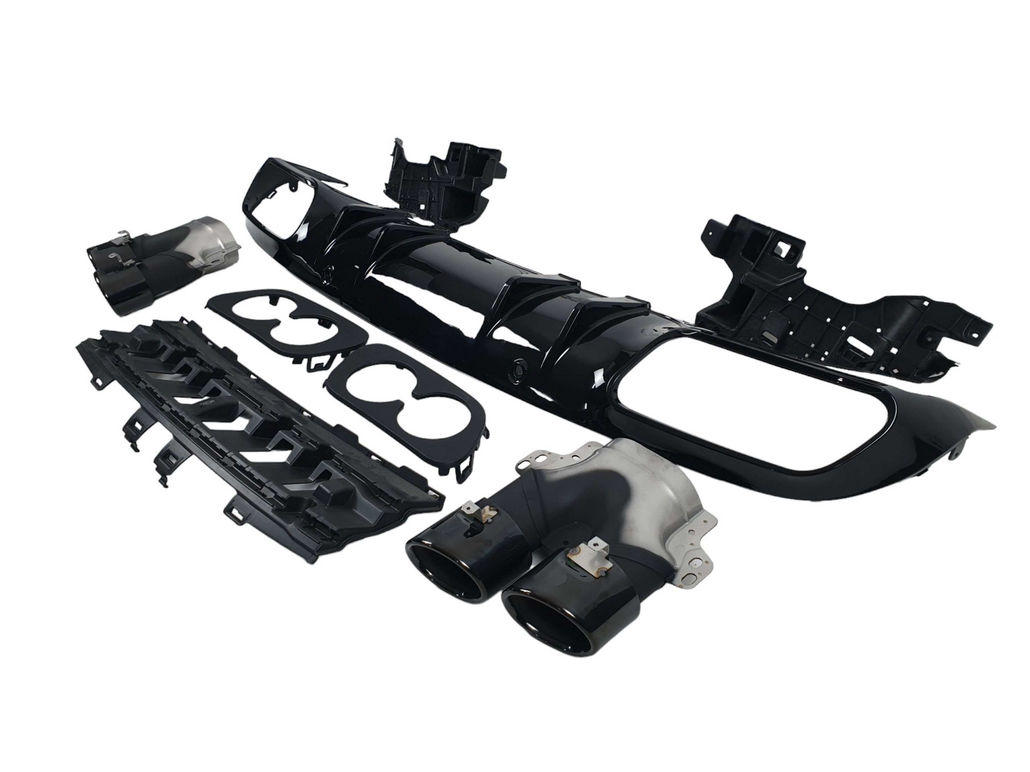 Дифузор (заднього бампера) Black / Black Pipe (стиль C43S) Coupe на Mercedes-Benz C-Class W205 2018-2021 року 3