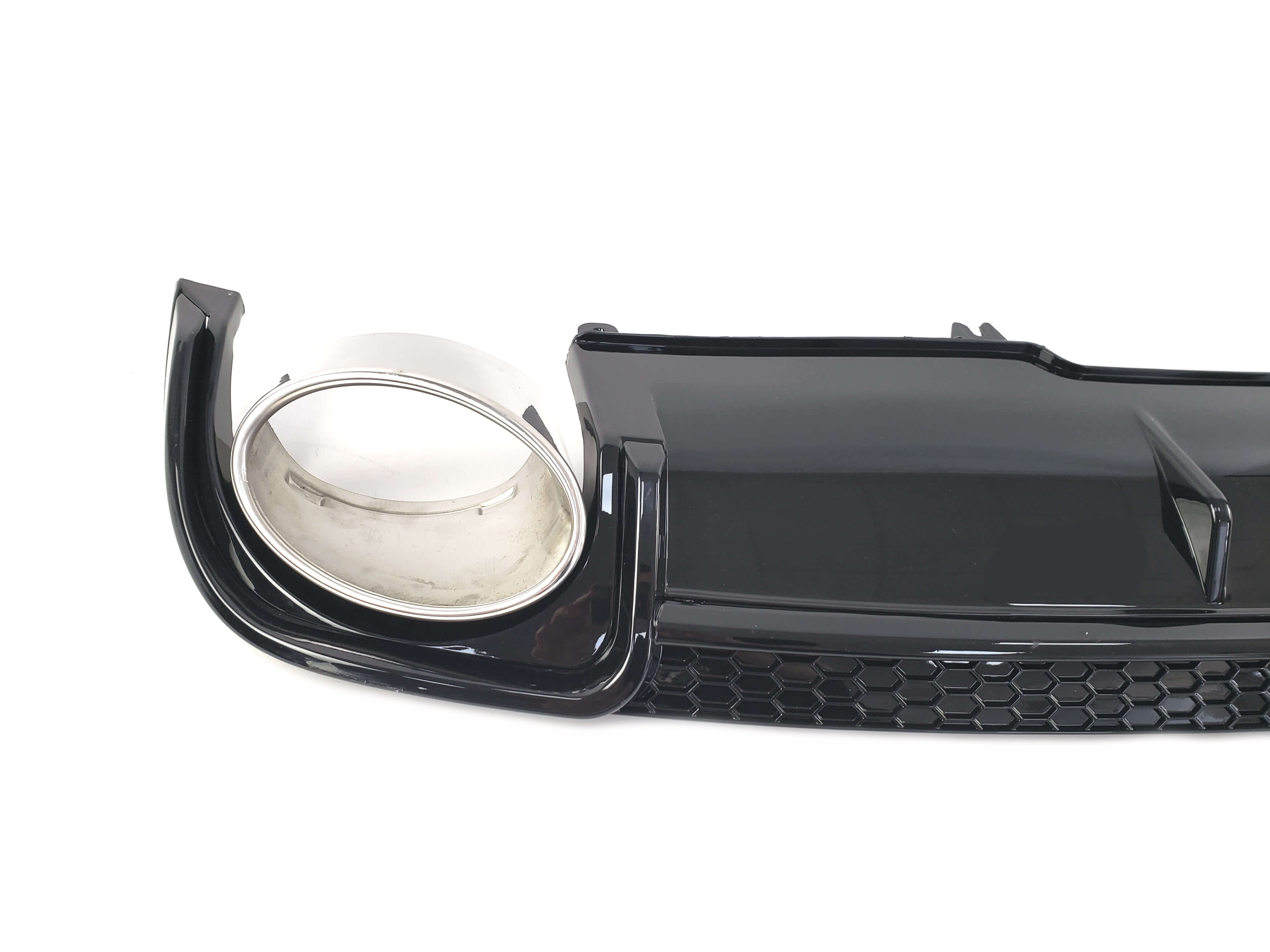 Дифузор (заднього бампера) Full Black / Chrome Pipe (в стилі RS4) на Audi A4 B9 2015-2019 року 3