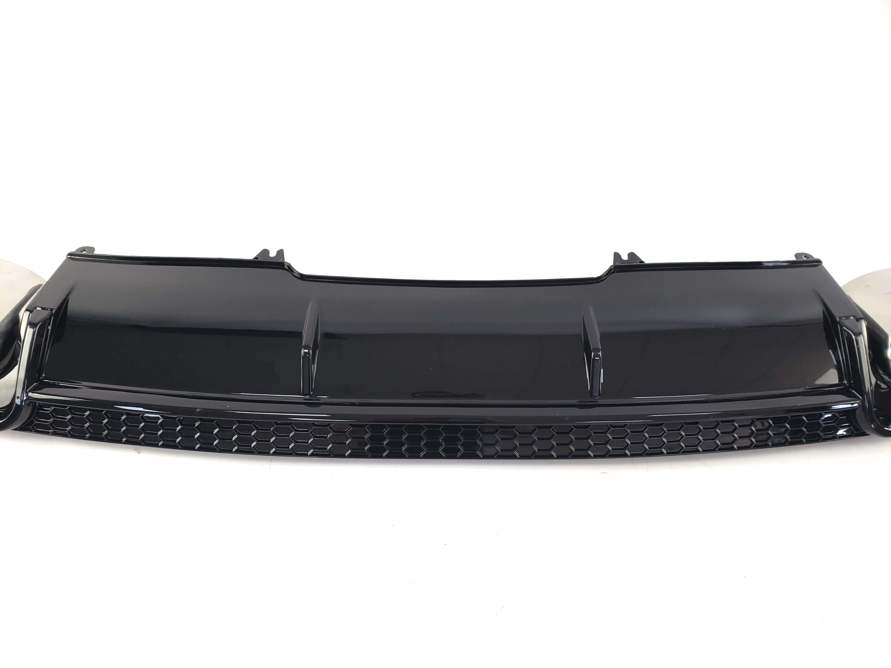 Дифузор (заднього бампера) Full Black / Chrome Pipe (в стилі RS4) на Audi A4 B9 2015-2019 року 4