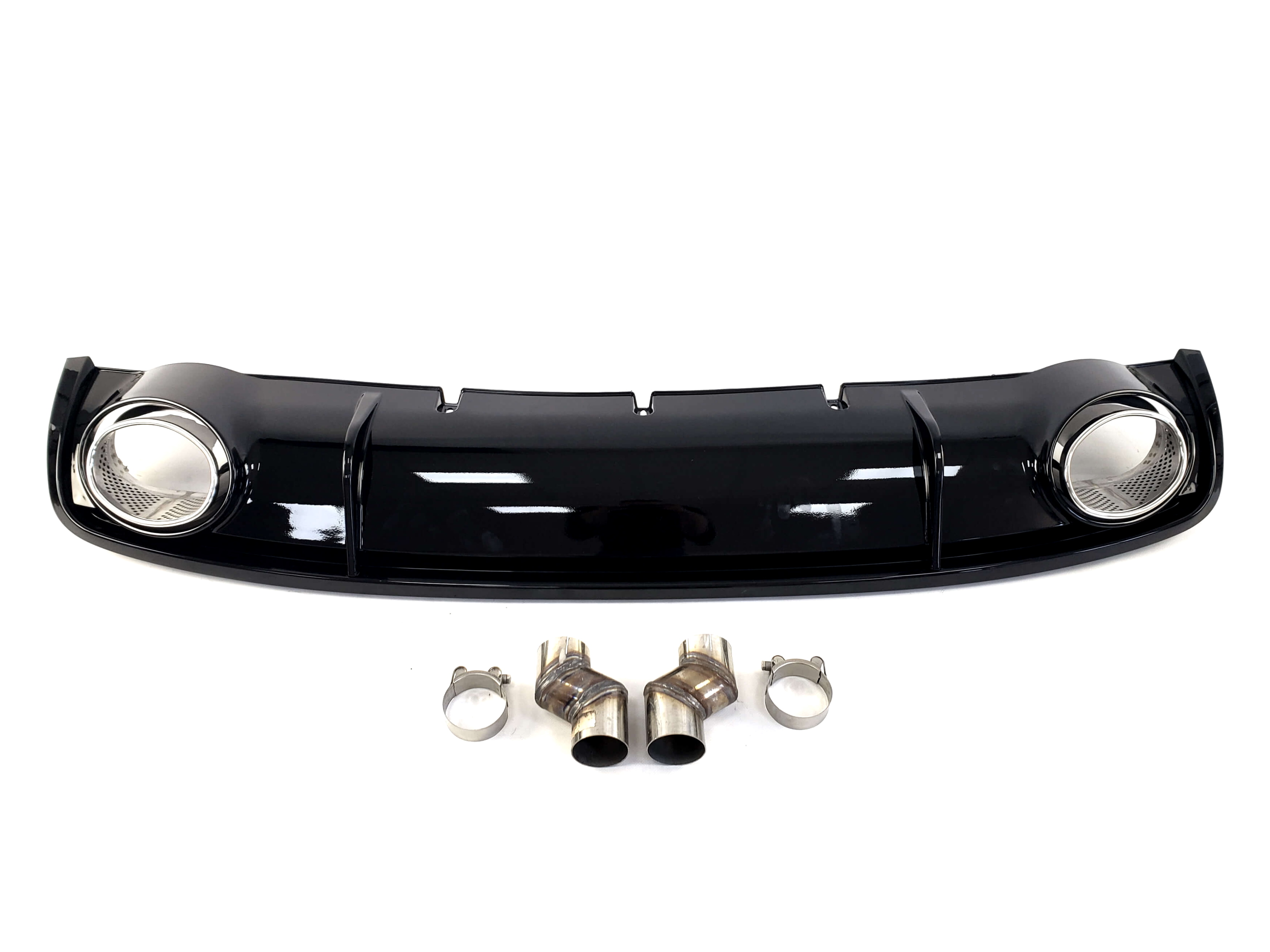 Дифузор (заднього бампера) Full Black / Chrome Pipe (в стилі RS4) на Audi A4 B8 2011-2015 року