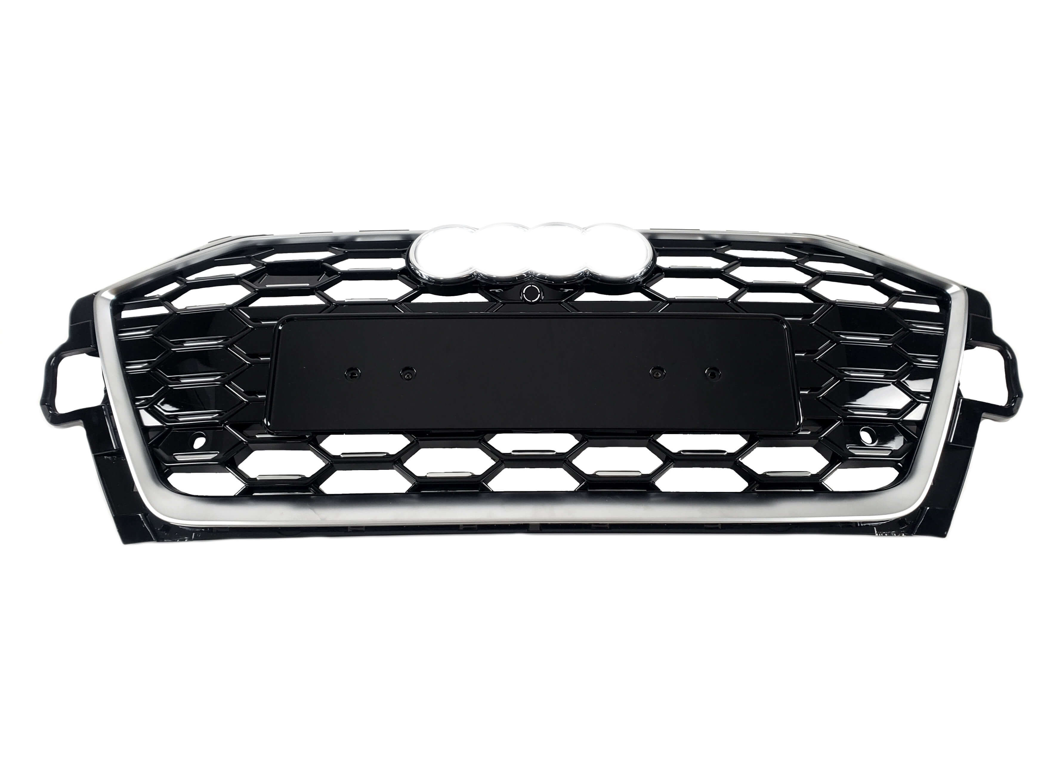Решітка радіатора Silver black (в стилі S4) на Audi A4 B9 2019-2023 року 2