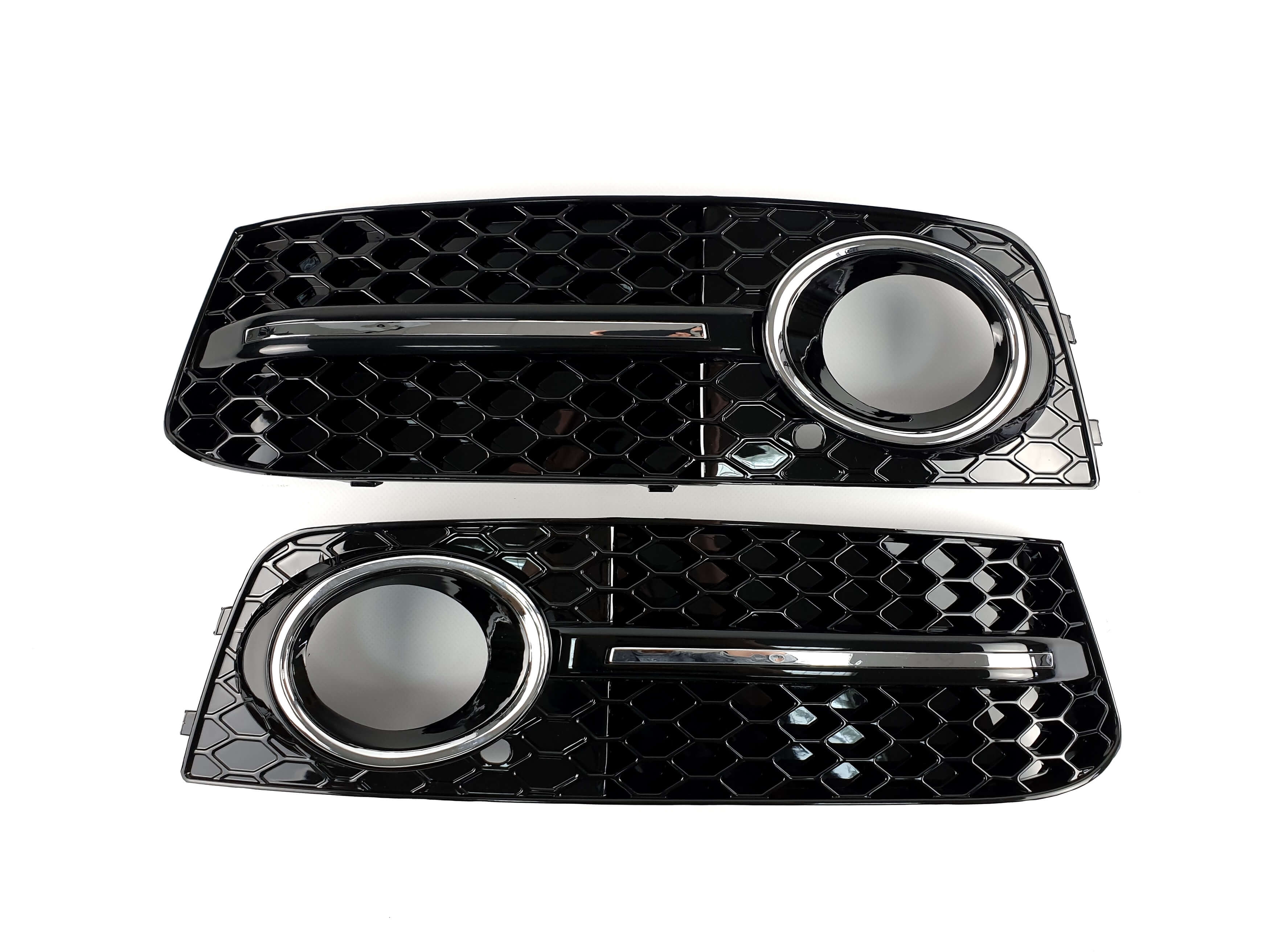 Решітки в бампер Chrome Black (в стилі RS4) на Audi A4 B8 2007-2011 року