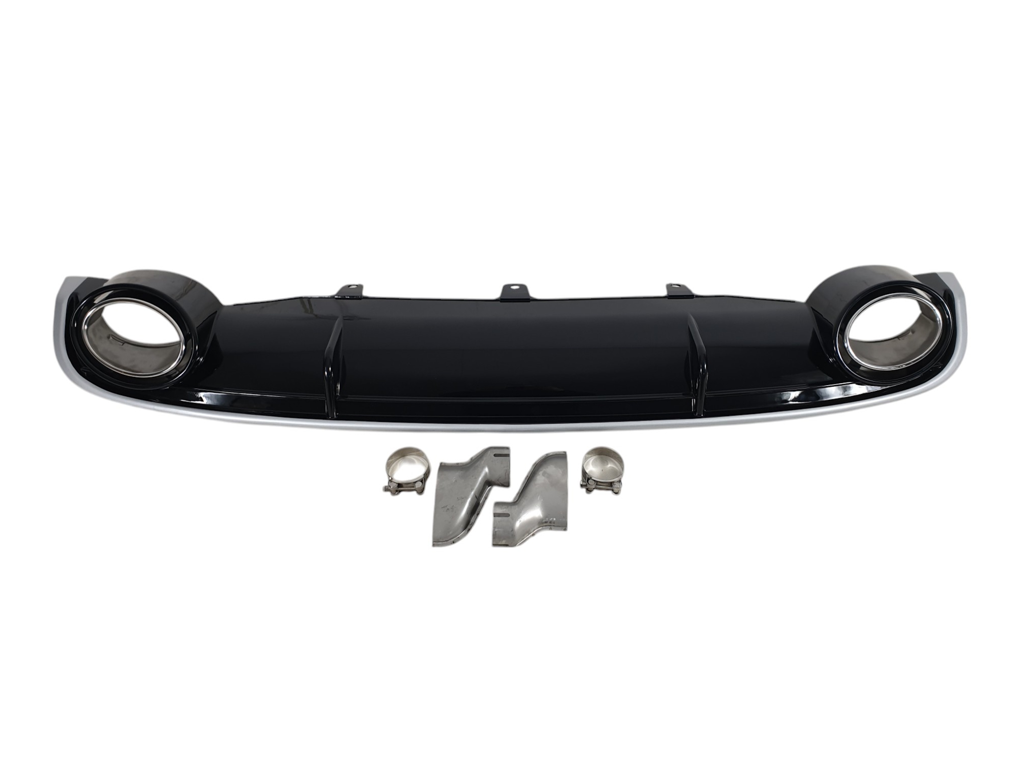 Дифузор (заднього бампера) Black Silver / Chrome Pipe (в стилі RS7) на Audi A7 4G 2010-2014 року