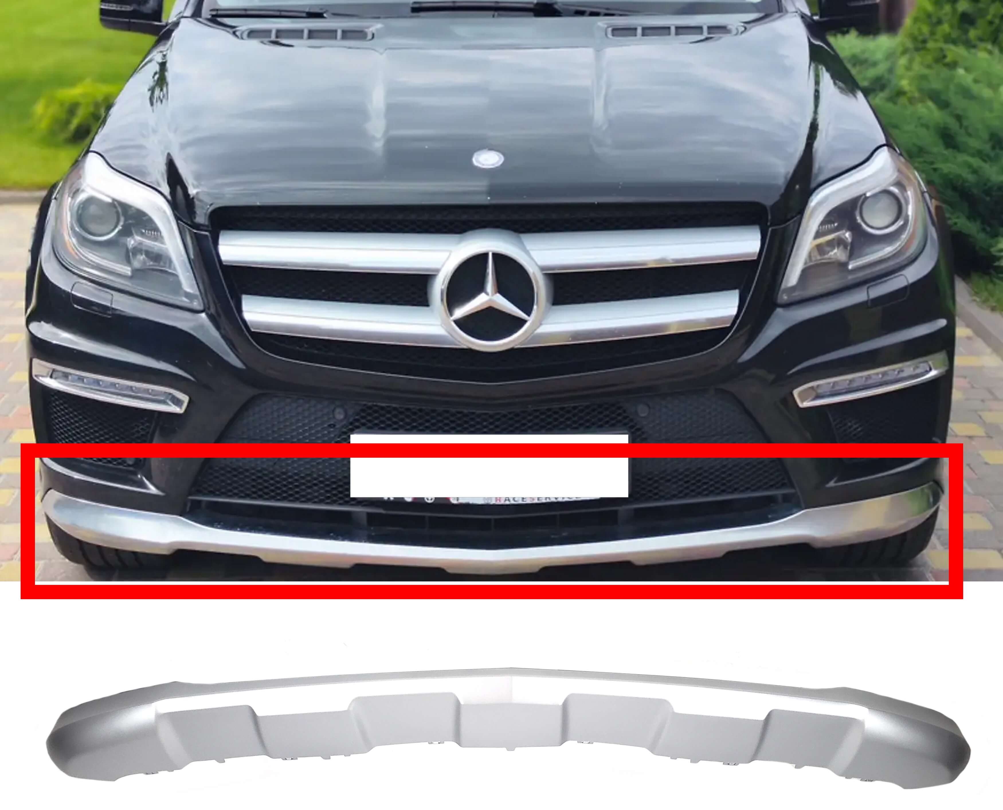 Накладки на бампер передній (Silver) на Mercedes-Benz GL-Class X166 2012-2015 року