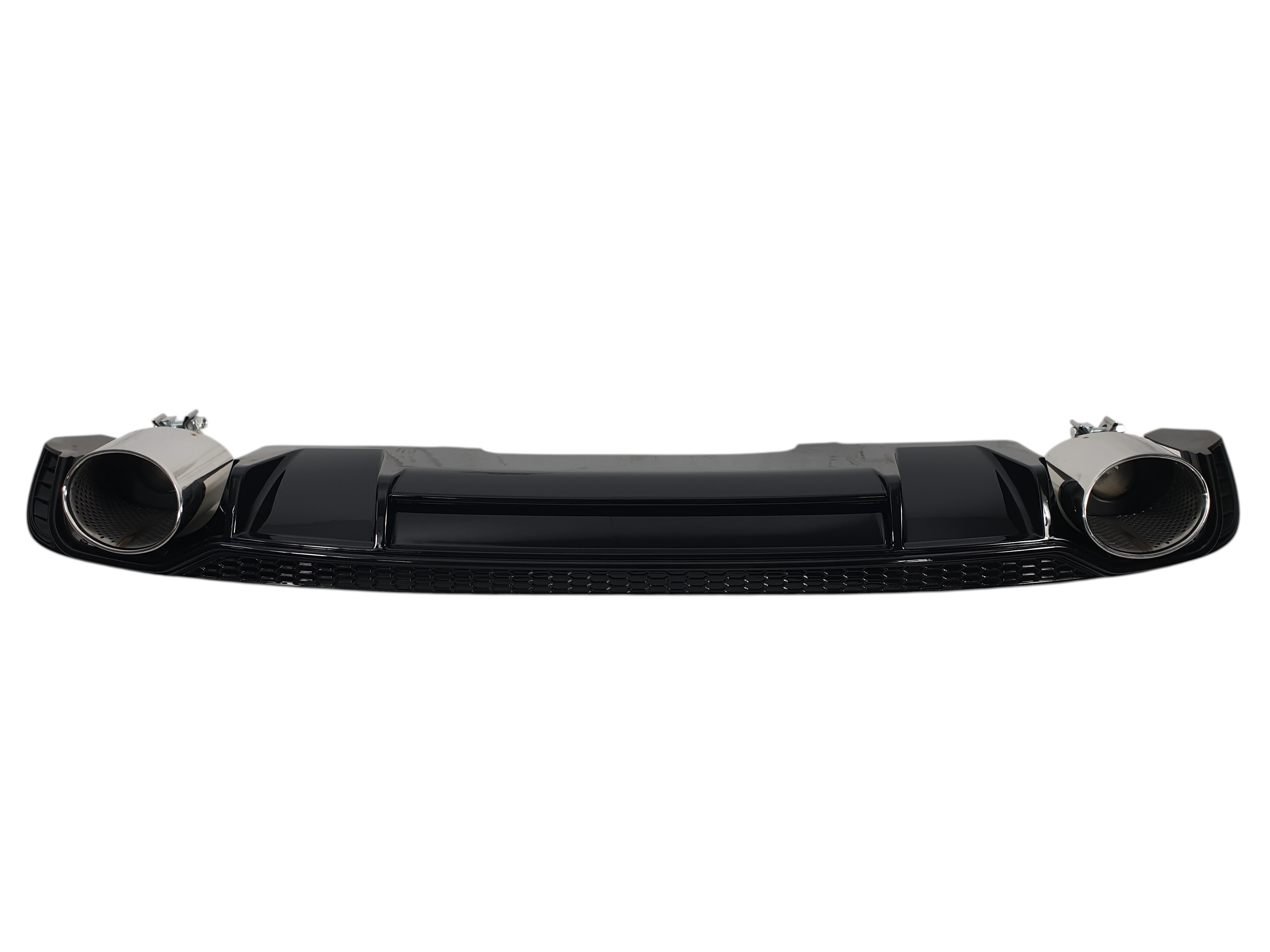 Дифузор (заднього бампера) Full Black / Chrome Pipe (в стилі RS4) V3 S-Line на Audi A4 B9 2015-2019 року