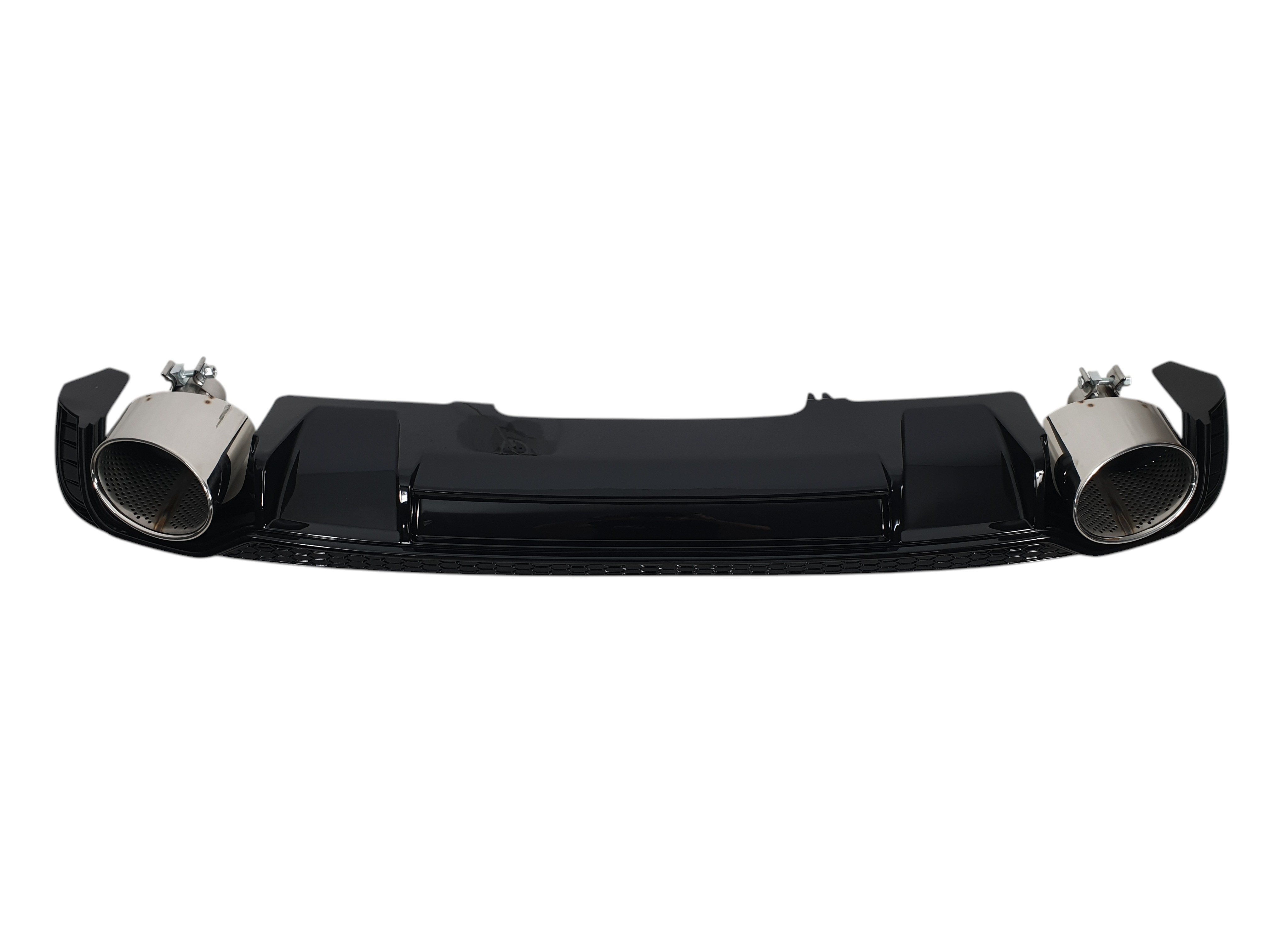 Дифузор (заднього бампера) Full Black / Chrome Pipe (в стилі RS4) V3 S-Line на Audi A4 B9 2015-2019 року 2