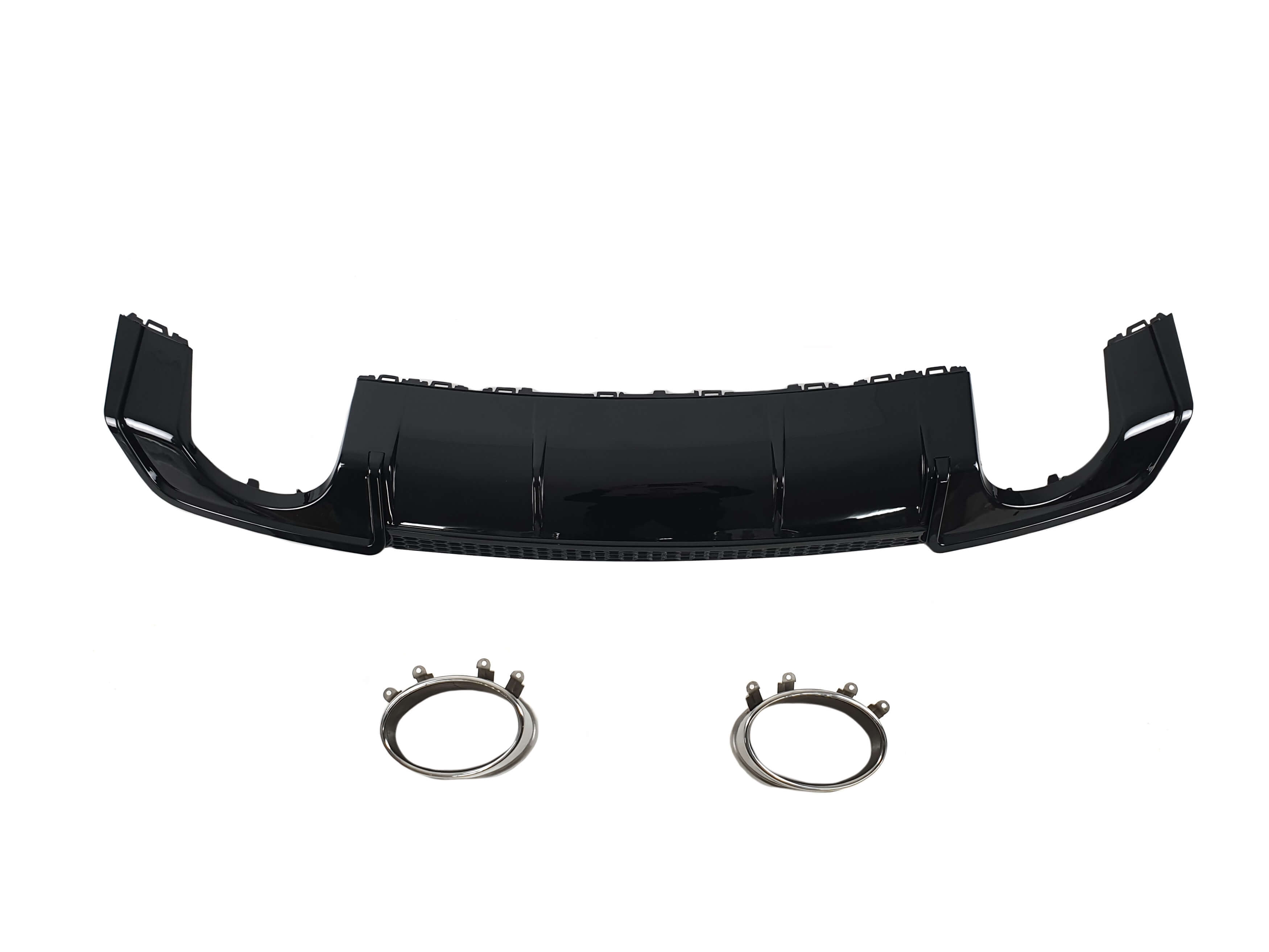 Дифузор (заднього бампера) Black / Chrome Pipe (в стилі RS3) Sedan на Audi A3 8V 2012-2016 року