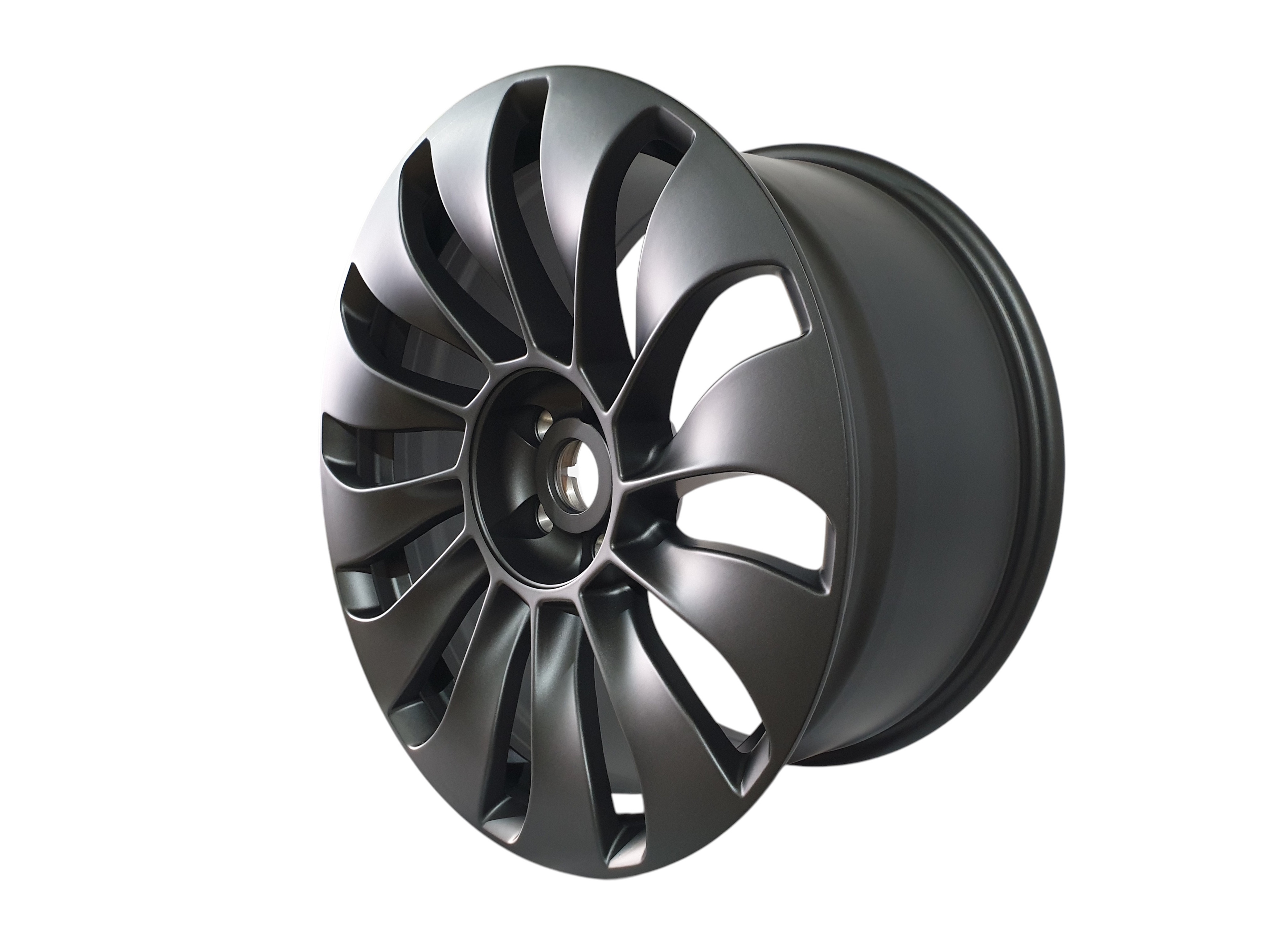R19 Dark Matte Grey (одноширокі 8.5J ET35) на Tesla Model 3 2017-2022 року 2