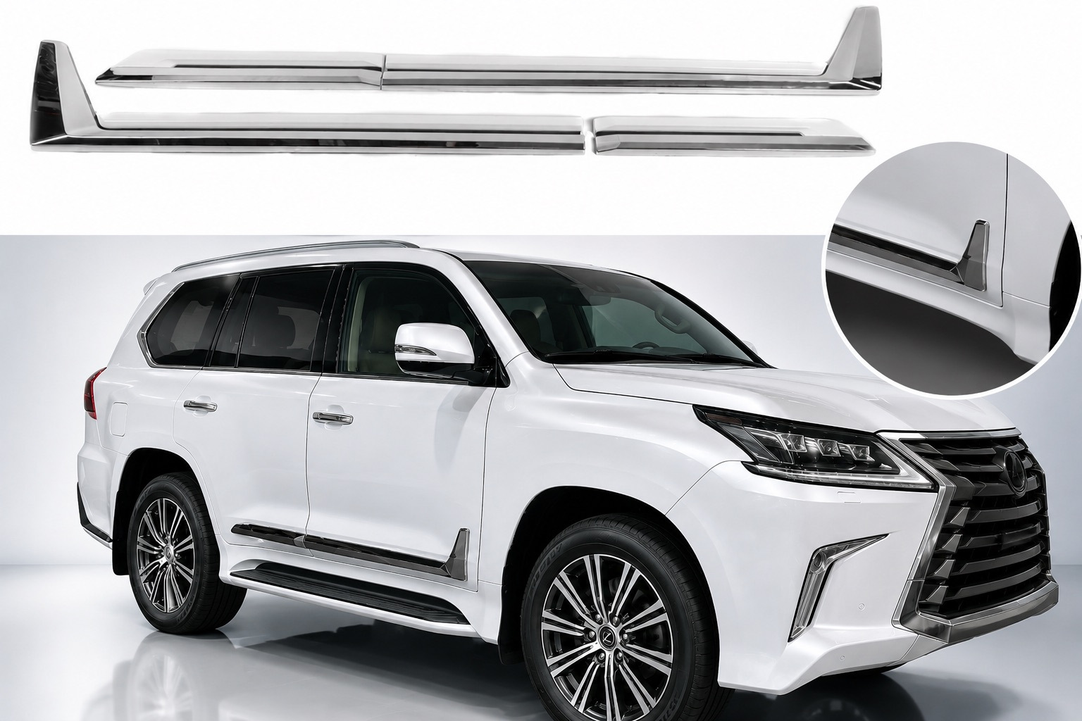 Молдинги F-Sport білі+хром (4 шт, ABS)