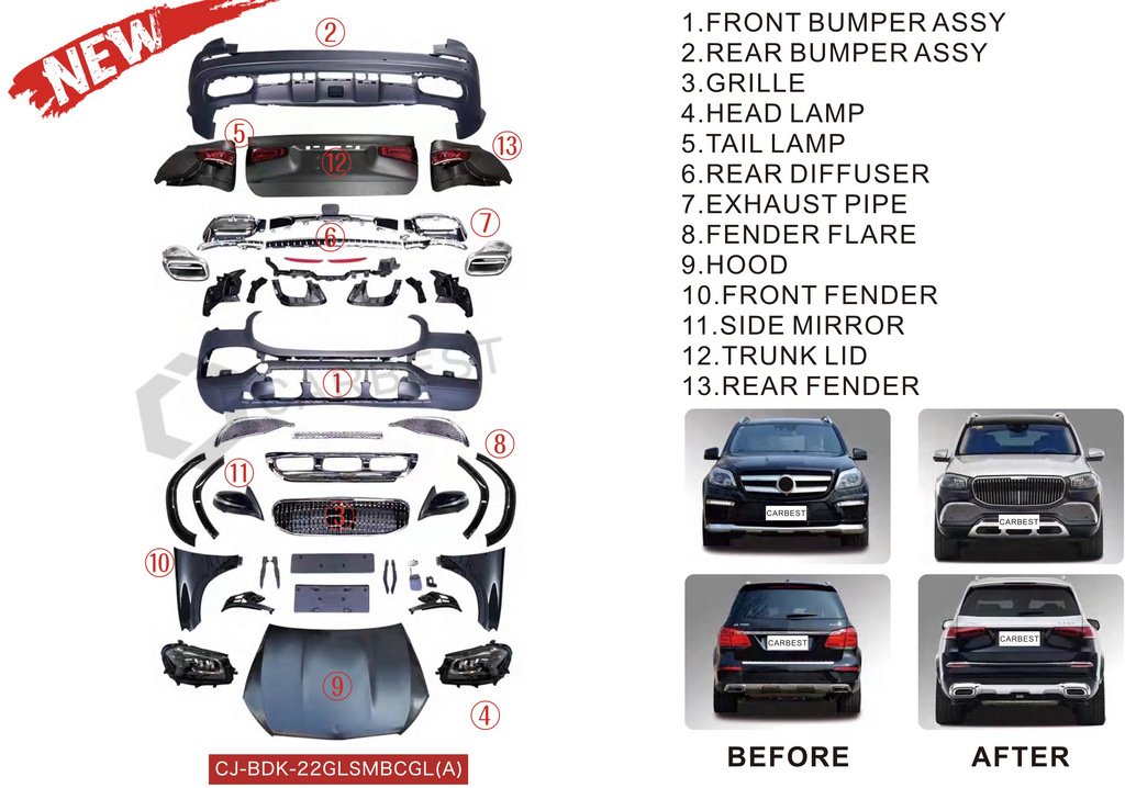 Комплект рестайлінгу з X166 в GLS X167 Maybach (Type-A)
