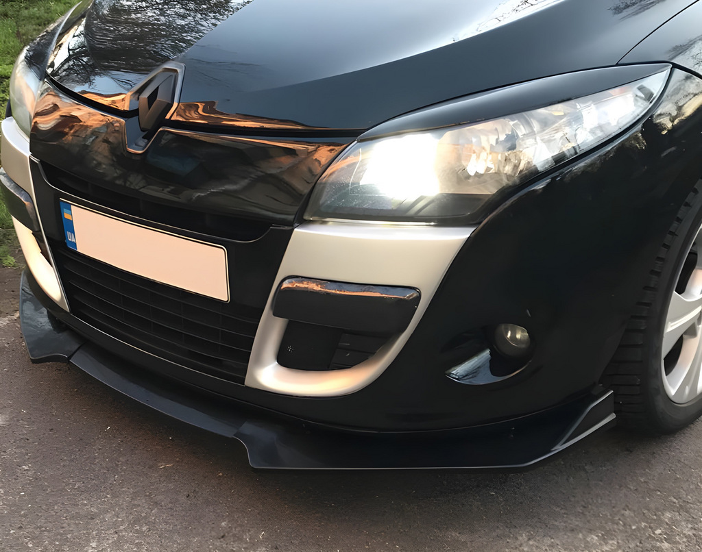 Універсальна передня Lip накладка V-1 (ABS, чорний глянець) 2