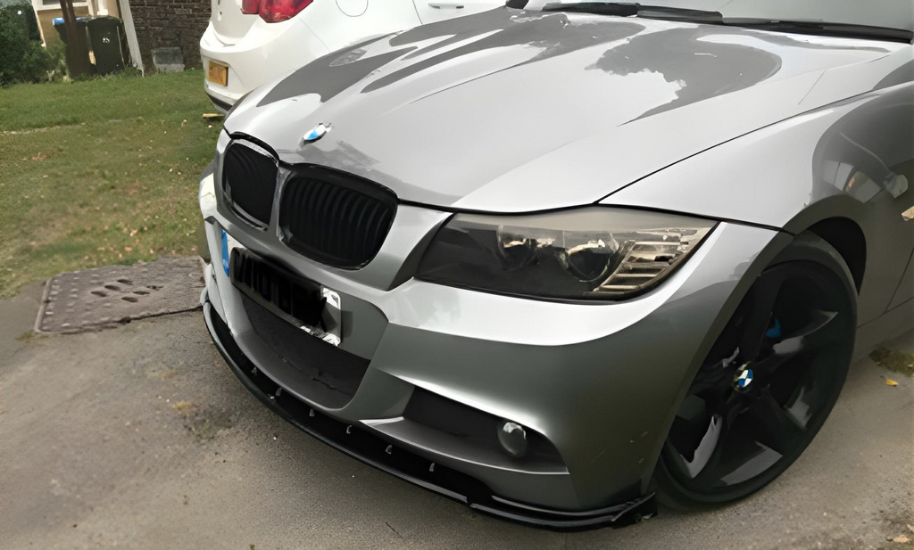 Передня Lip накладка V-1 (для E90 M-Sport 2008-2011, чорний глянець)