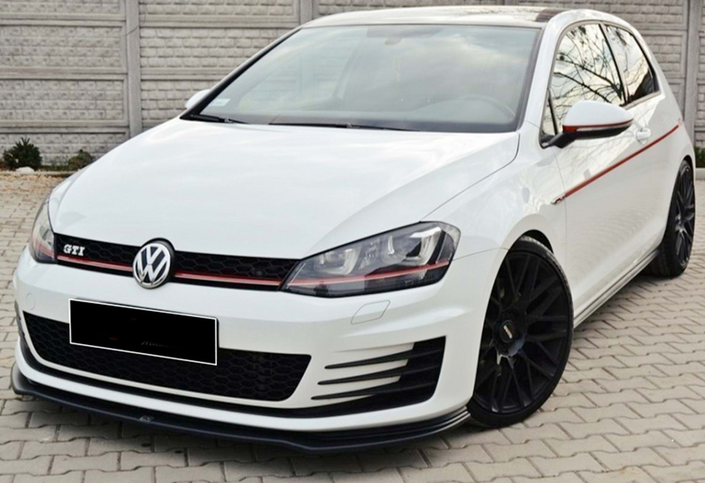 Передня Lip накладка V-2 (для GTI, 2012-2017, чорний глянець) 2