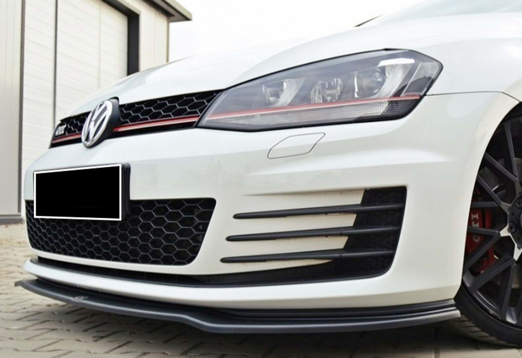 Передня Lip накладка V-2 (для GTI, 2012-2017, чорний глянець)