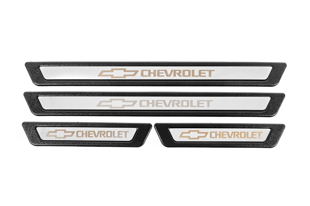 Універсальні накладки на пороги Chevrolet V-3 (4 шт., нерж) 2