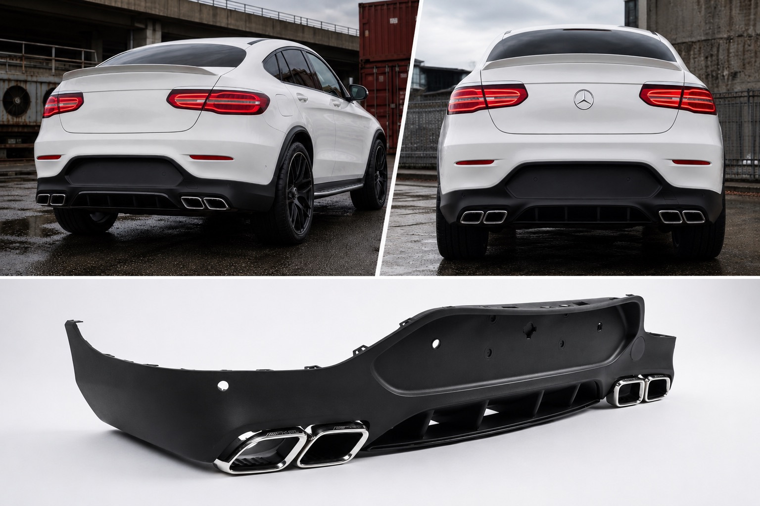 Задній дифузор з насадками Silver (Дизайн AMG63)