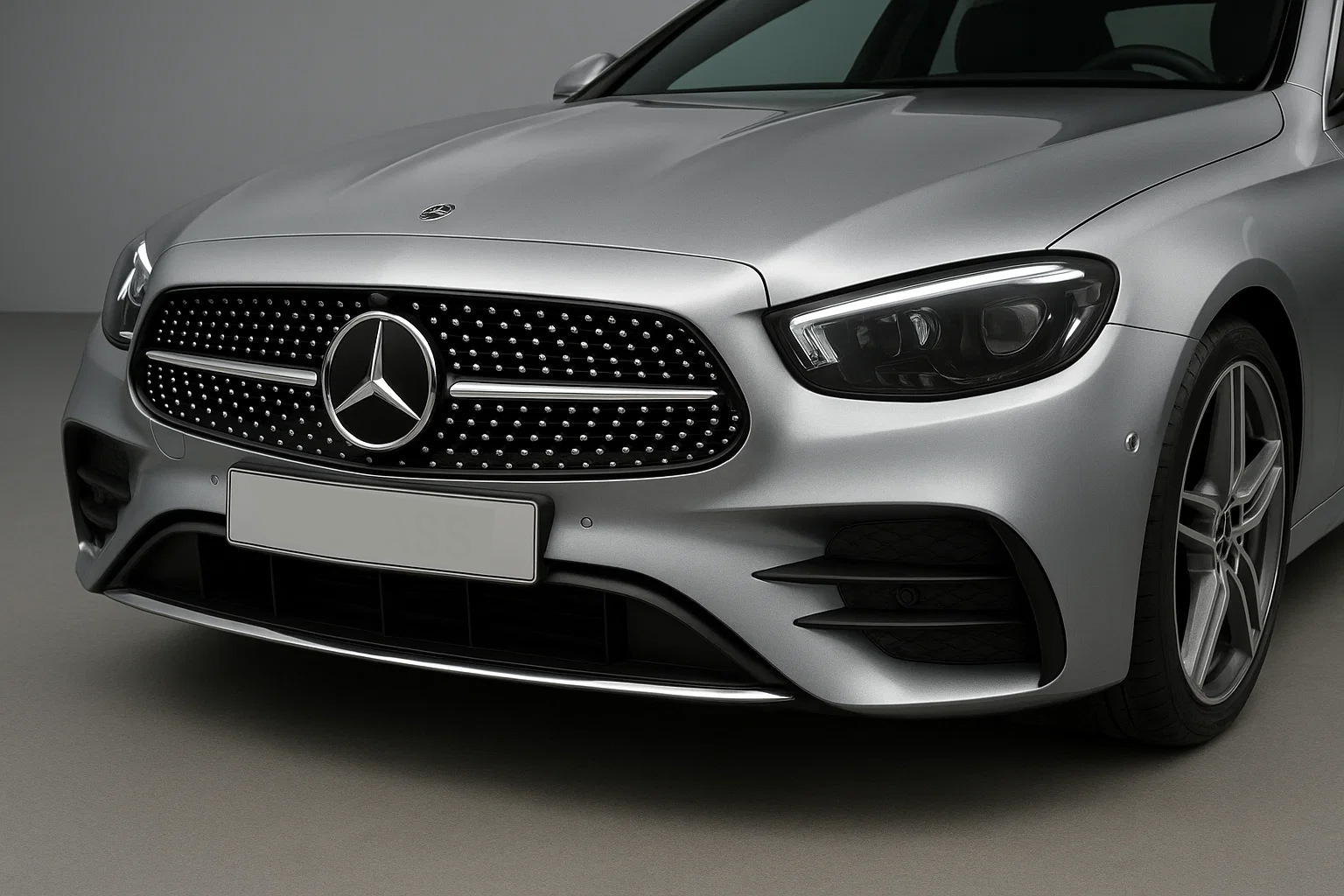 Передня решітка Diamond Silver (для AMG-Line 2020-2023) Без місця під камеру 3