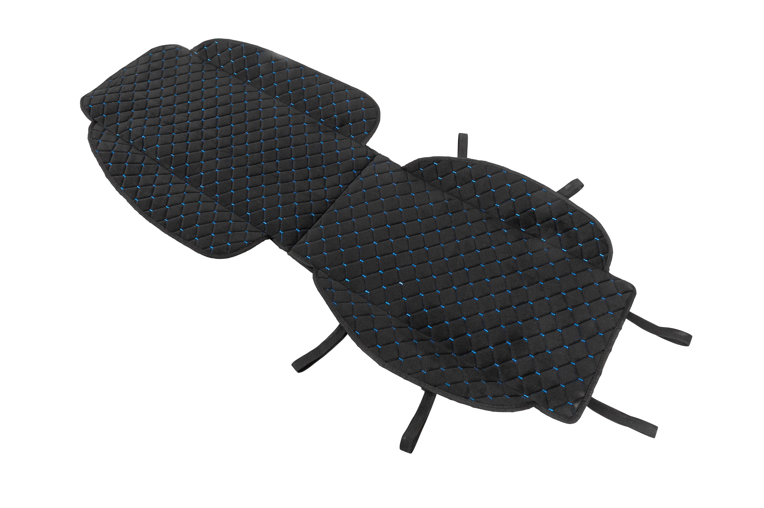 Накидка на сидіння Велюр (1 шт, Чорна з синьою ниткою) 2