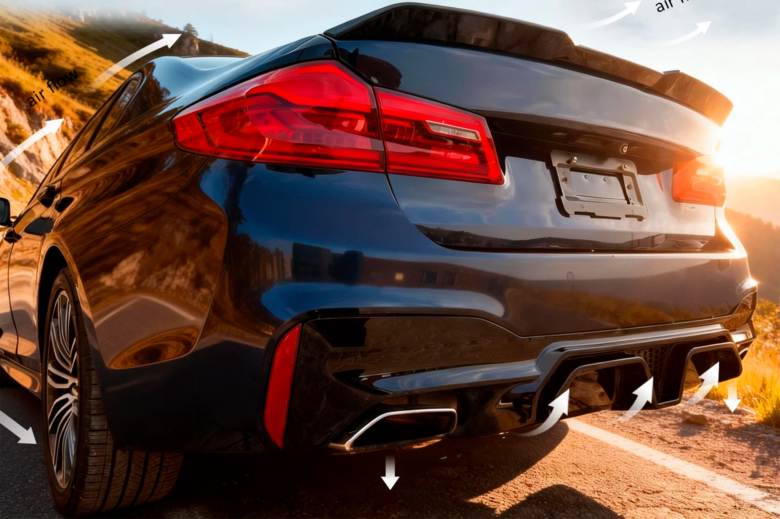 Дифузор заднього бампера CS-Style (для M-Sport/M5 F90, ABS) 2