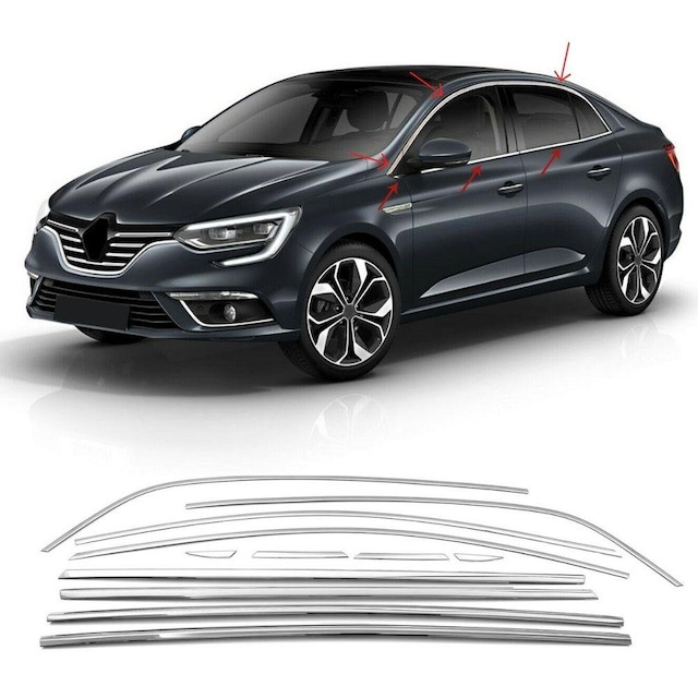 Повна окантовка вікон (Sedan, 12 шт., нерж.) Carmos - Турецька сталь