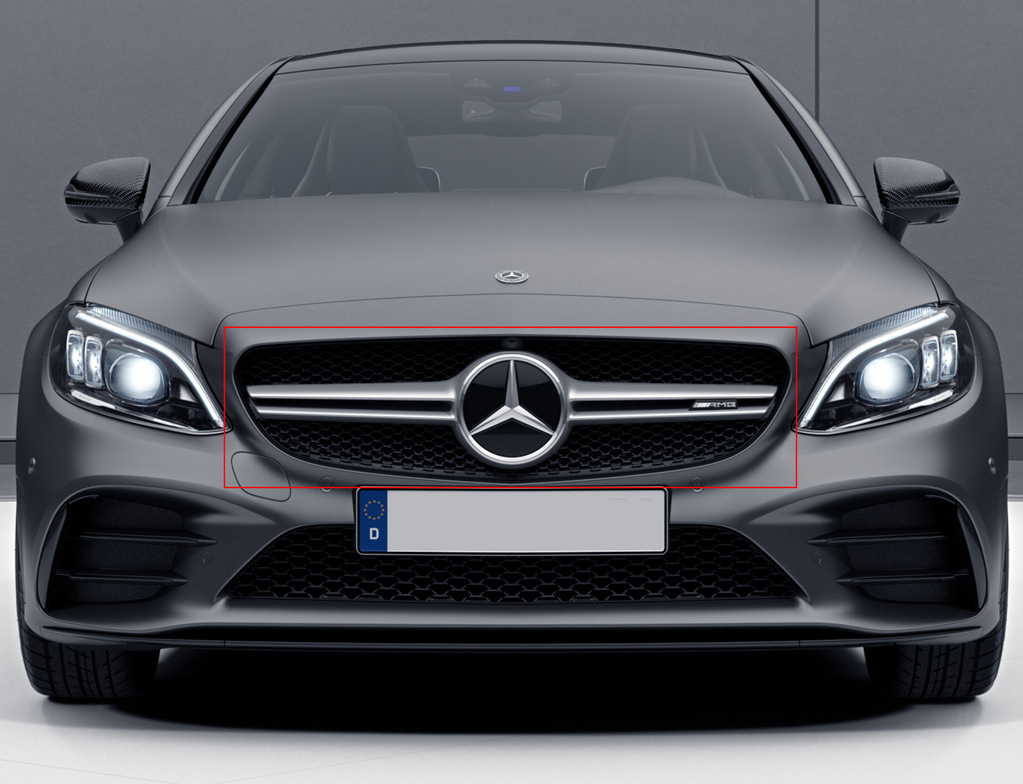 Передня решітка AMG Silver (для Avantgarde/AMG-Line/C43 AMG) 2014-2018, з камерою