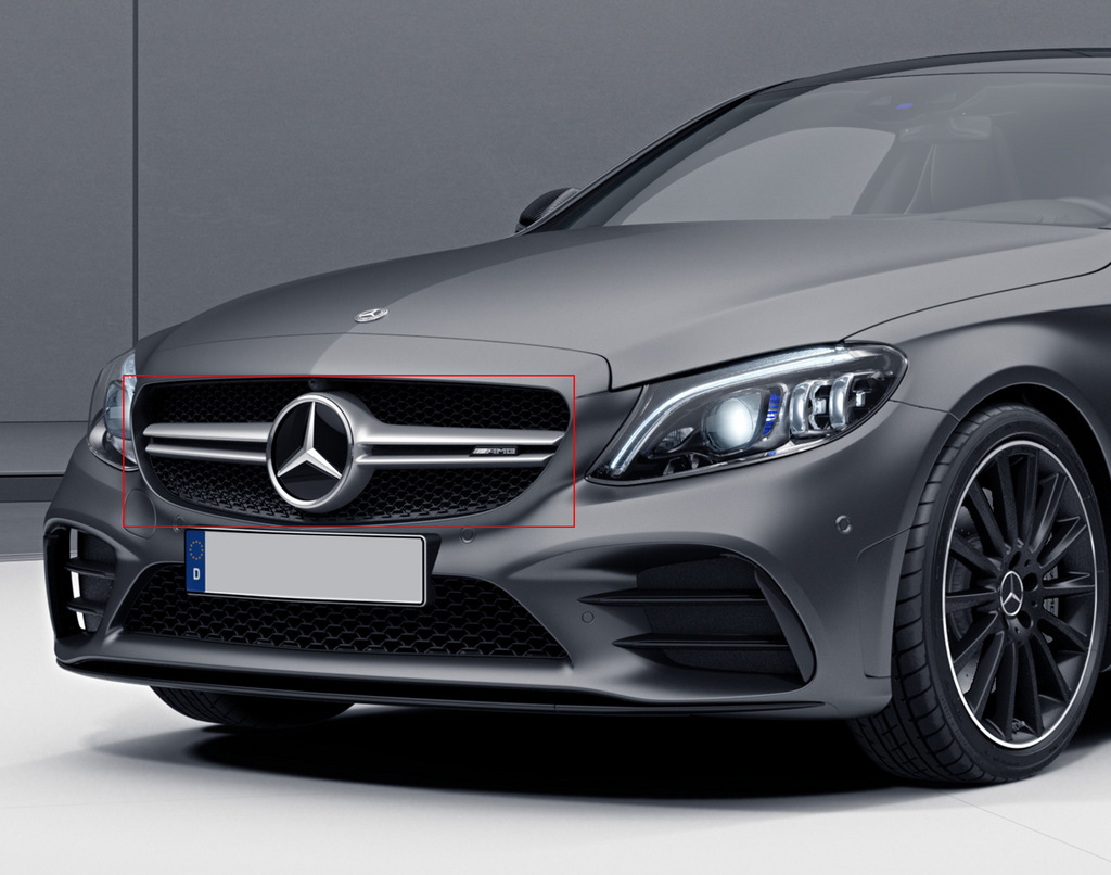 Передня решітка AMG Silver (для Avantgarde/AMG-Line/C43 AMG) 2014-2018, з камерою 3