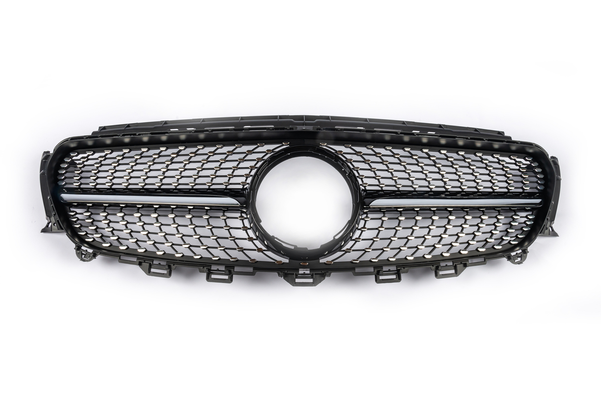 Передня решітка Diamond Black (для Avantgarde/AMG-Line/E43 AMG/E53 AMG 2016-2020) Без місця під камеру 2